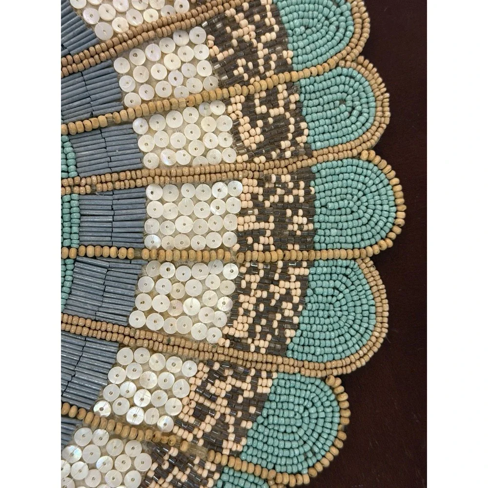Scallop Sea Shell Beaded Placemat Centerpiece Charger 13 x 17.5